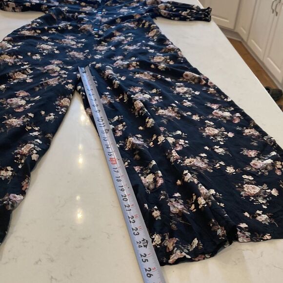 Natural Life Black Floral Collared Wide leg Jumpsuit Black Floral with pockets - Picture 10 of 11